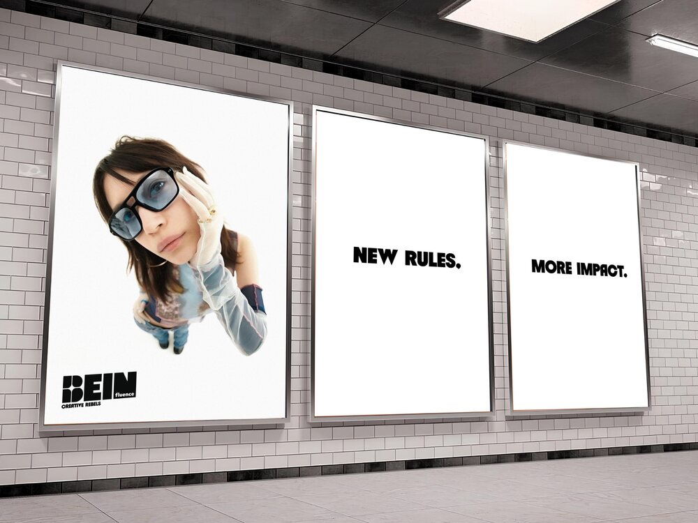 Triptyque d'affiches New rules. More impact. dans le métro