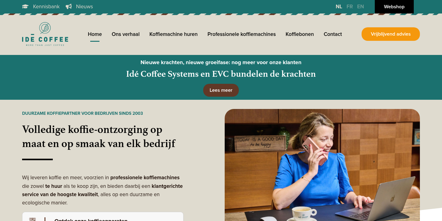 Le site idecoffee.be aujourd'hui